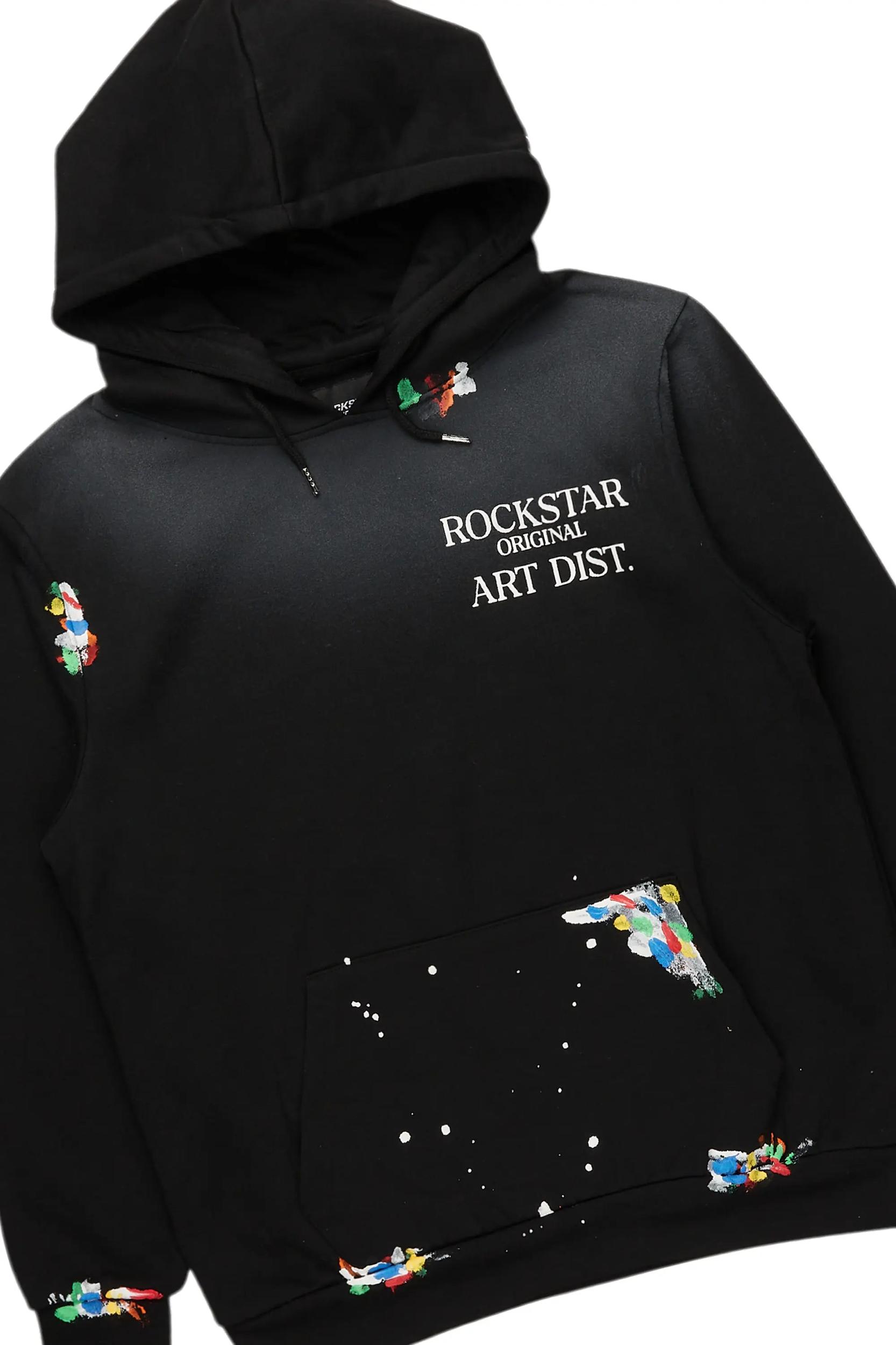 Rockstar Art Dist. Black Hoodie Slim Fit Track Set Male Product Image