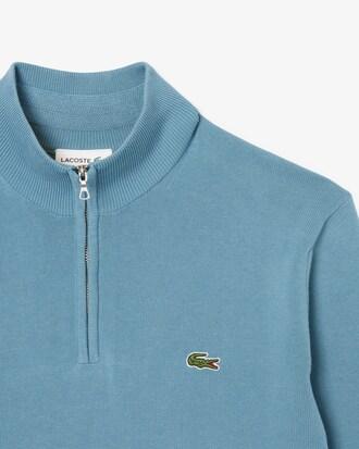 Zipped High Neck Cotton Sweater Product Image