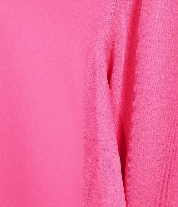 Caroline Rose Julia Matte Crepe 3/4 Ruffle Sleeve Shift Round Neck Shift Dress Product Image