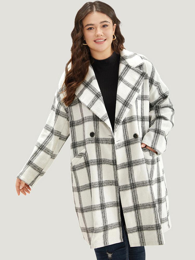 Plaid Lapel Collar Button Up Coat Female Product Image