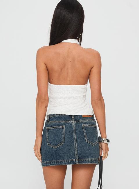 Nickei Denim Mini Skirt Washed Blue Product Image