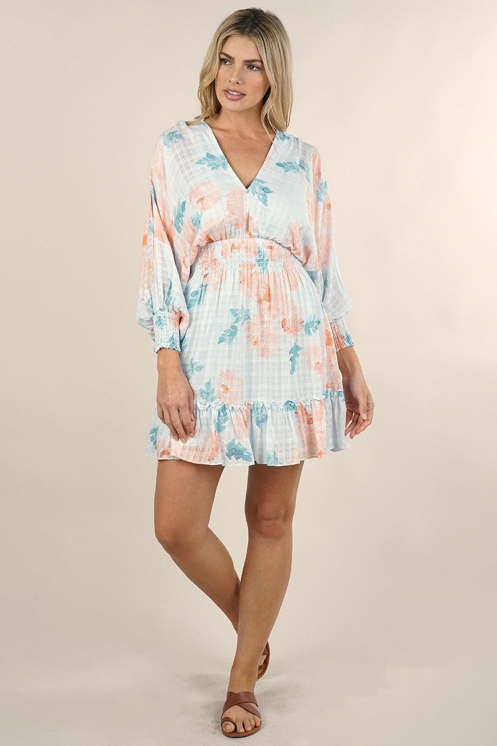 Floral Split Sleeve Mini Dress Product Image