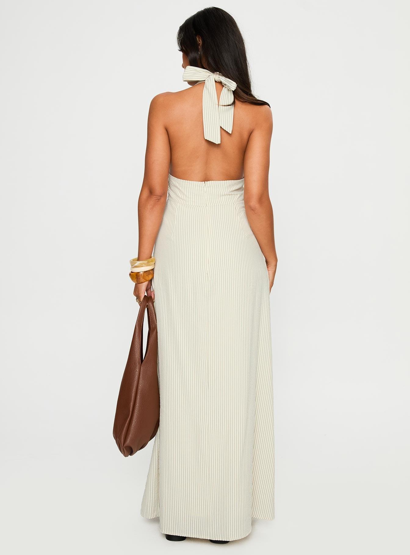 Caralyn Halter Maxi Dress Multi Stripe Product Image