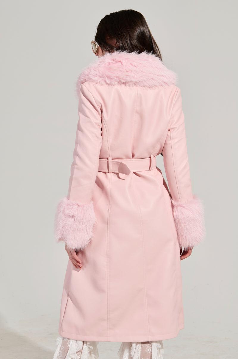 KAYA FUR LINED TRENCH IN LIGHT PINK Product Image