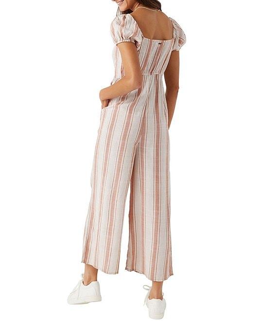 O'Neill Landry Short Sleeve Striped Cropped Jumpsuit Product Image