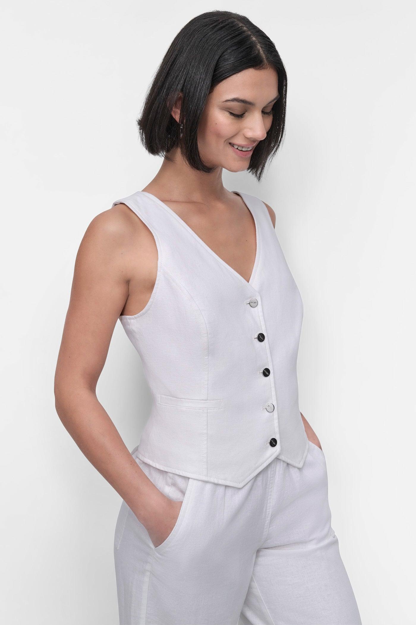 SLEEVELESS LINEN VISCOSE VEST Product Image