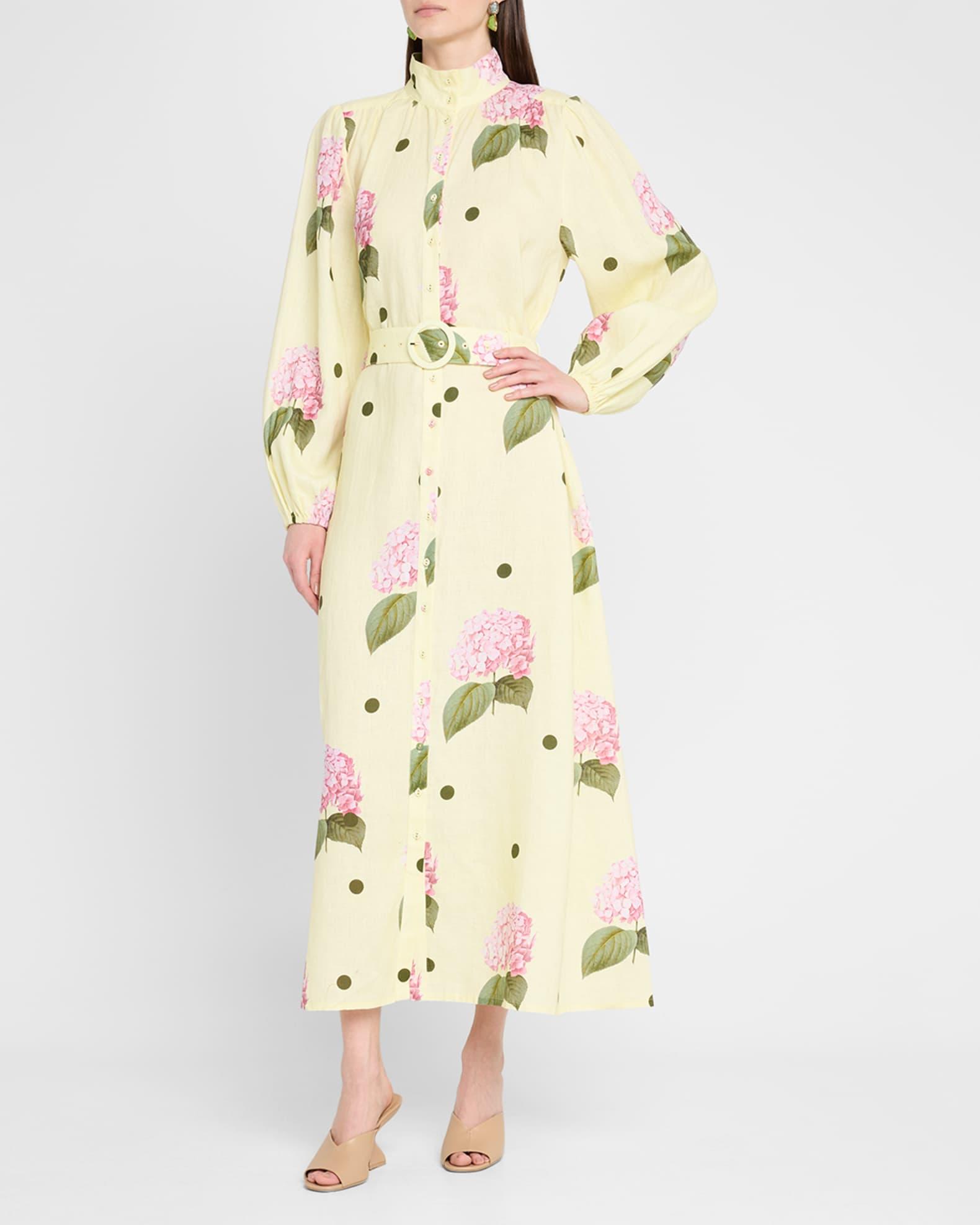 Noddy Belted Floral-Print Linen Midi Shirtdress Product Image
