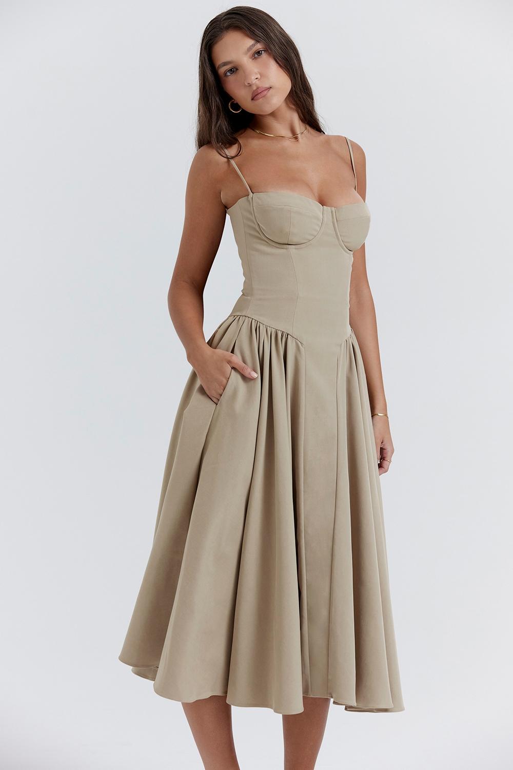 Samaria  taupe corset sundress Product Image