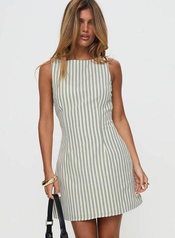 Alfalfa Shift Mini Dress Green Stripe Product Image