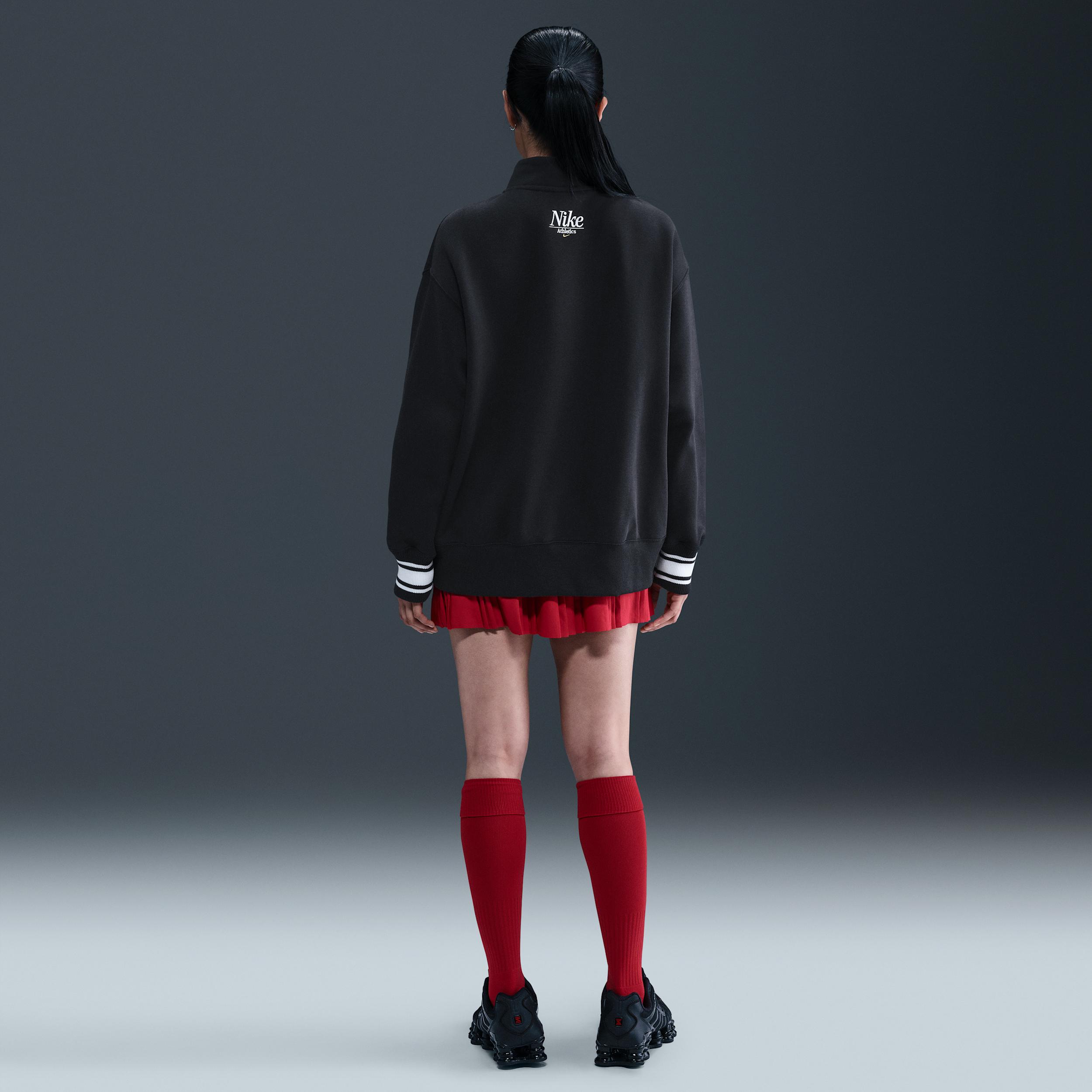 Womens Nike Sportswear Phoenix Fleece Oversized 1/4-Zip Long Sweatshirt | IH7804-323 Product Image