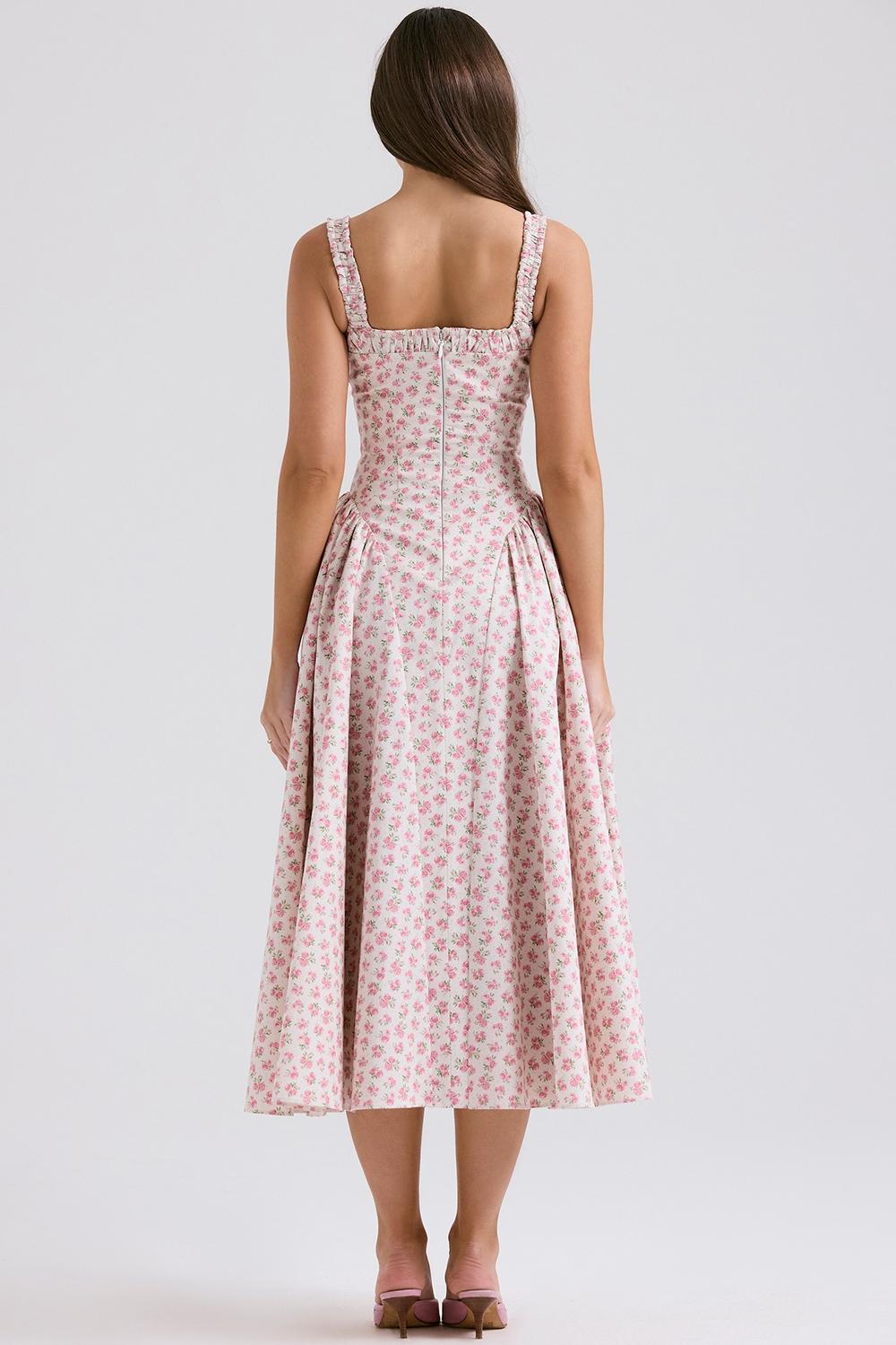 Dorothy  white rosebud print cotton midi sundress Product Image