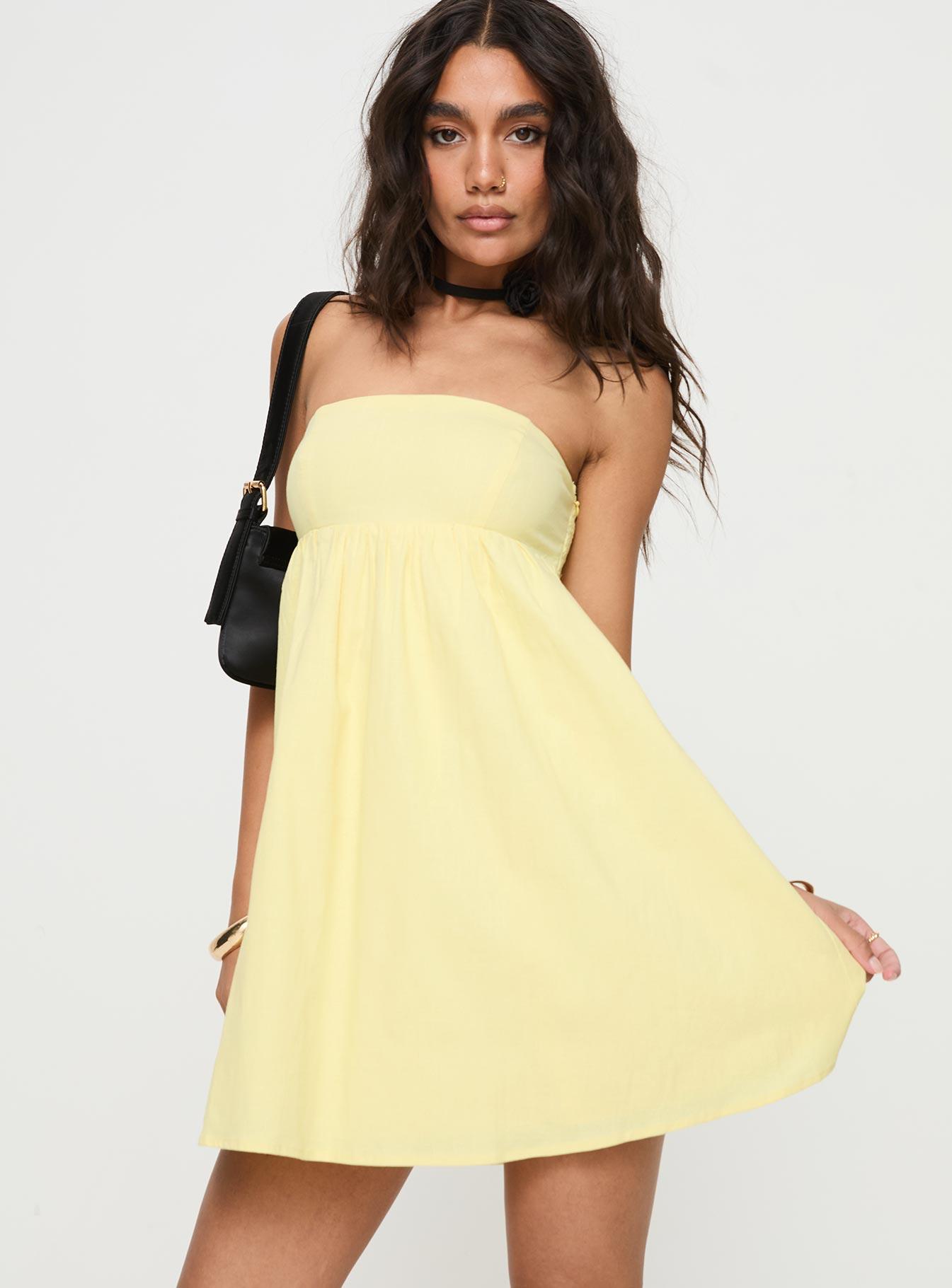 Osment Strapless Mini Dress Lemon Product Image