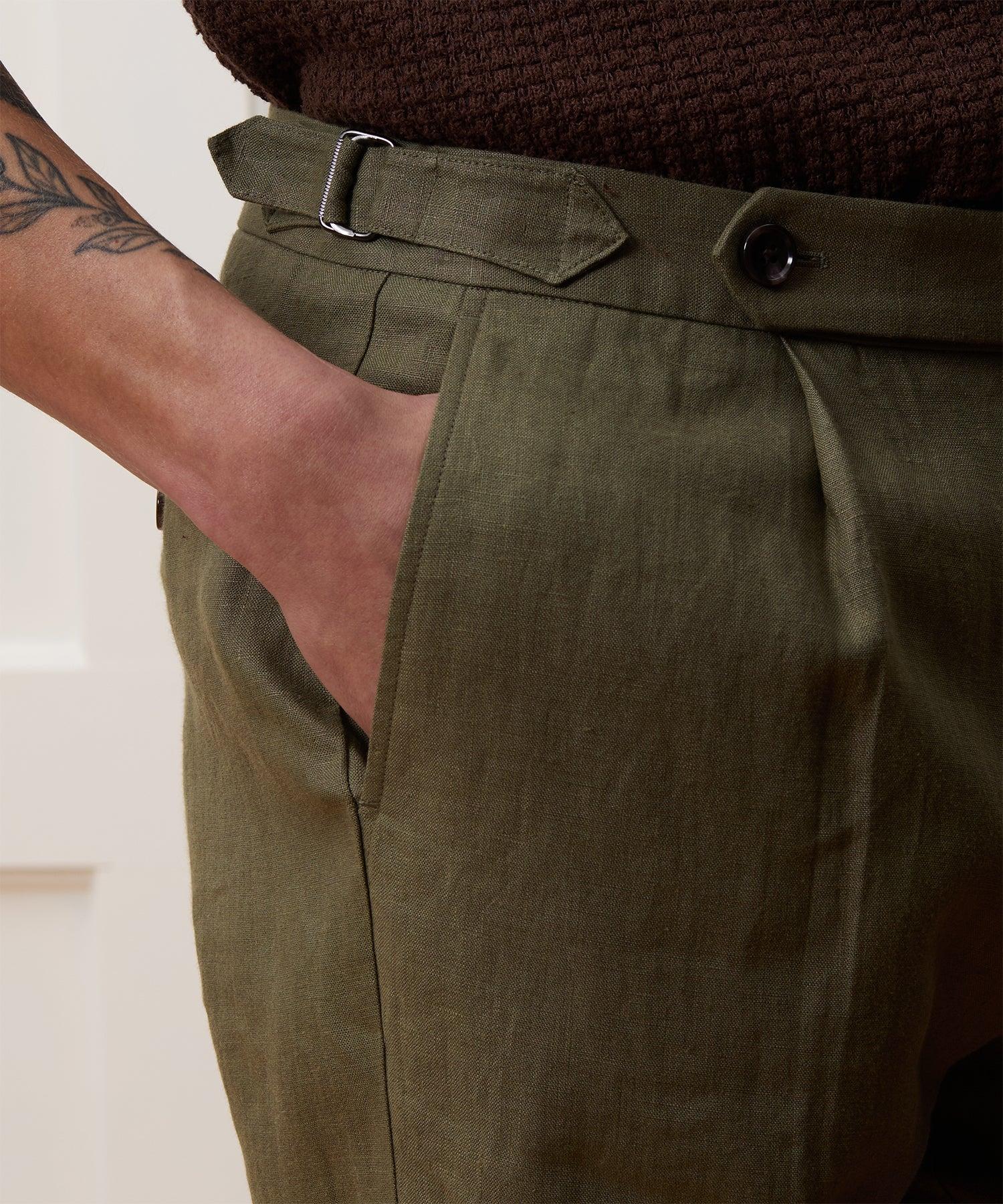 Straight Fit Irish Linen Side Tab Trouser Product Image