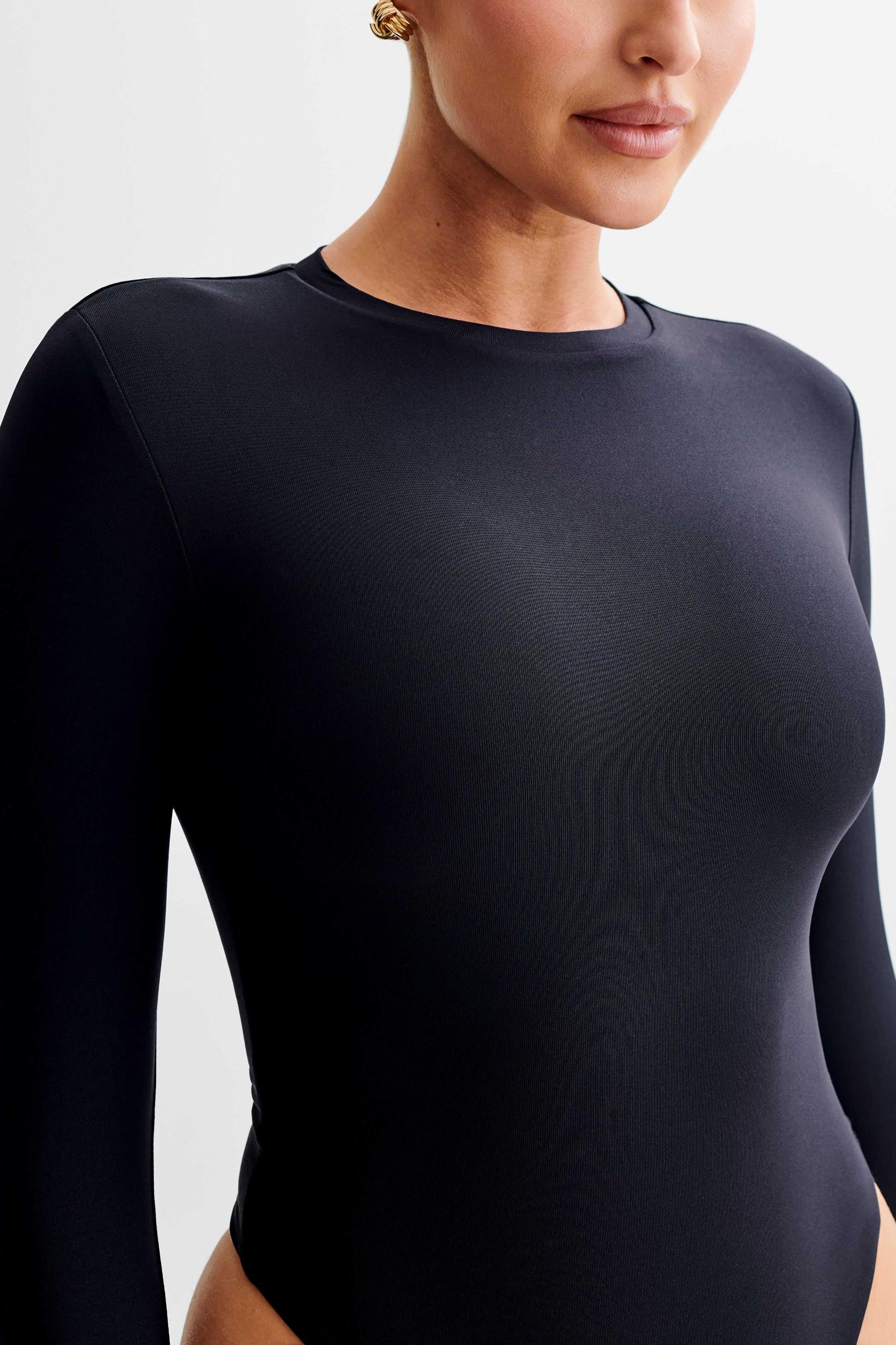 Delilah Long Sleeve Crew Neck Bodysuit - Black Product Image