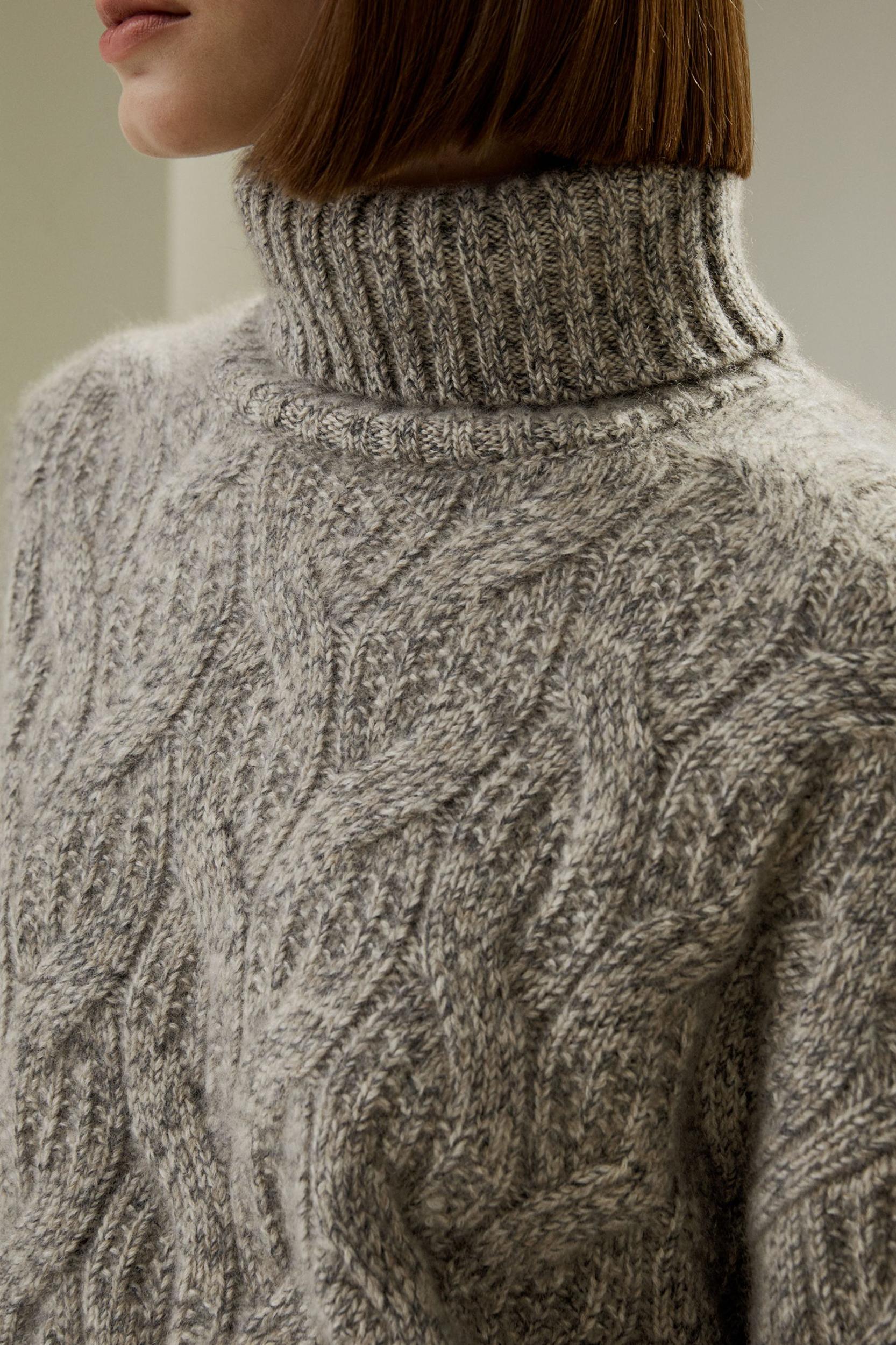 Cable-Knit Cashmere Turtleneck Sweater Product Image