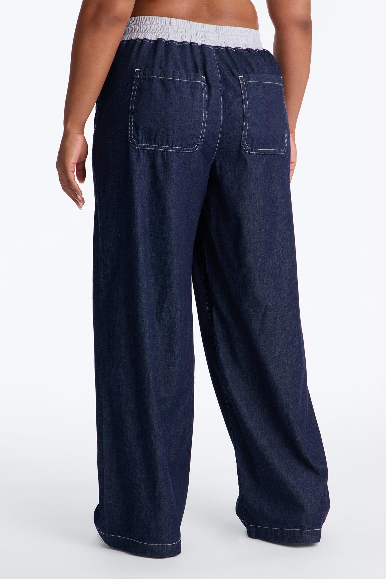 Maria Low Rise Drawstring Wide Leg Pant 33″ - Rinse Blue Wash Female Product Image