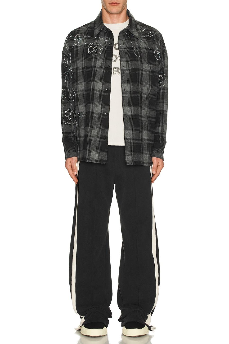 Plaid Beaded Oversized Shirt Product Image