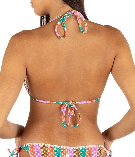 Hurley Stripe Crochet Scrunch Tie Side Hipster Swim Bottom Product Image