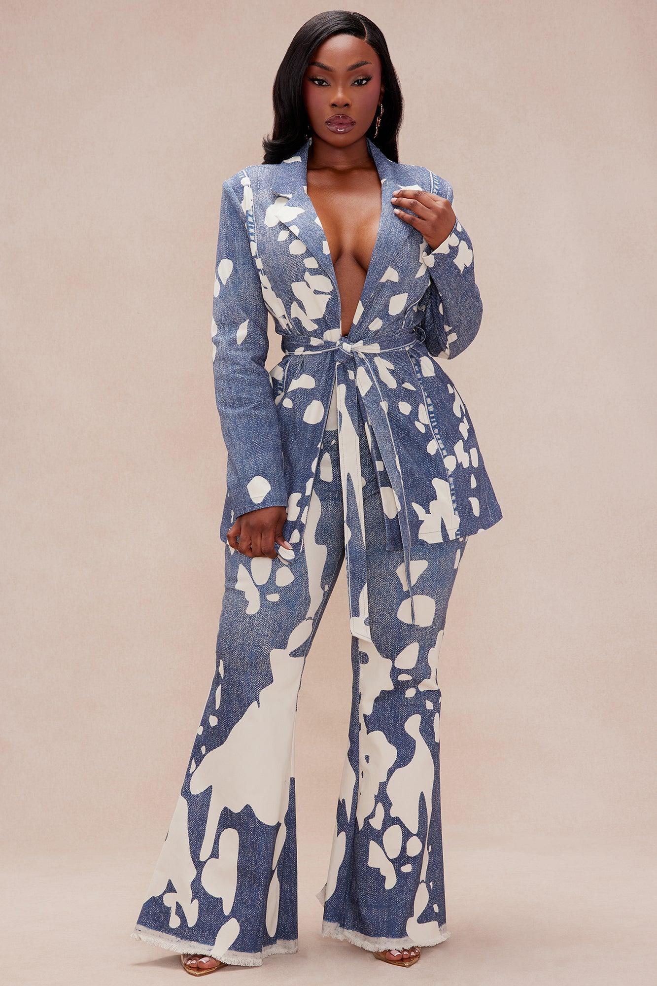 Suki Blazer Suit Set - Blue/combo Product Image