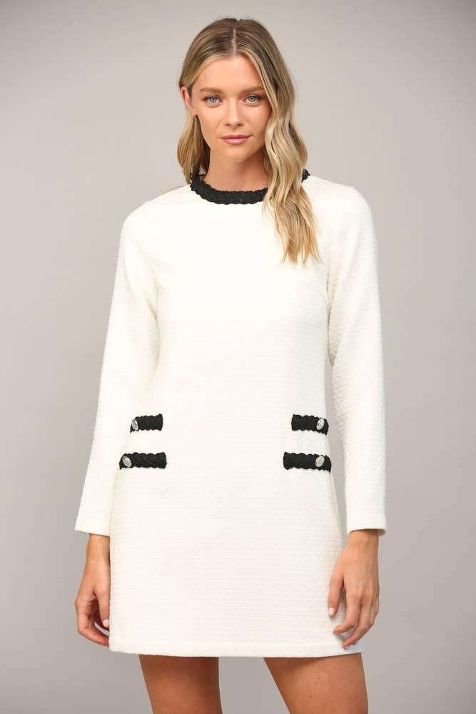 Braided Trim Tweed Dress Product Image