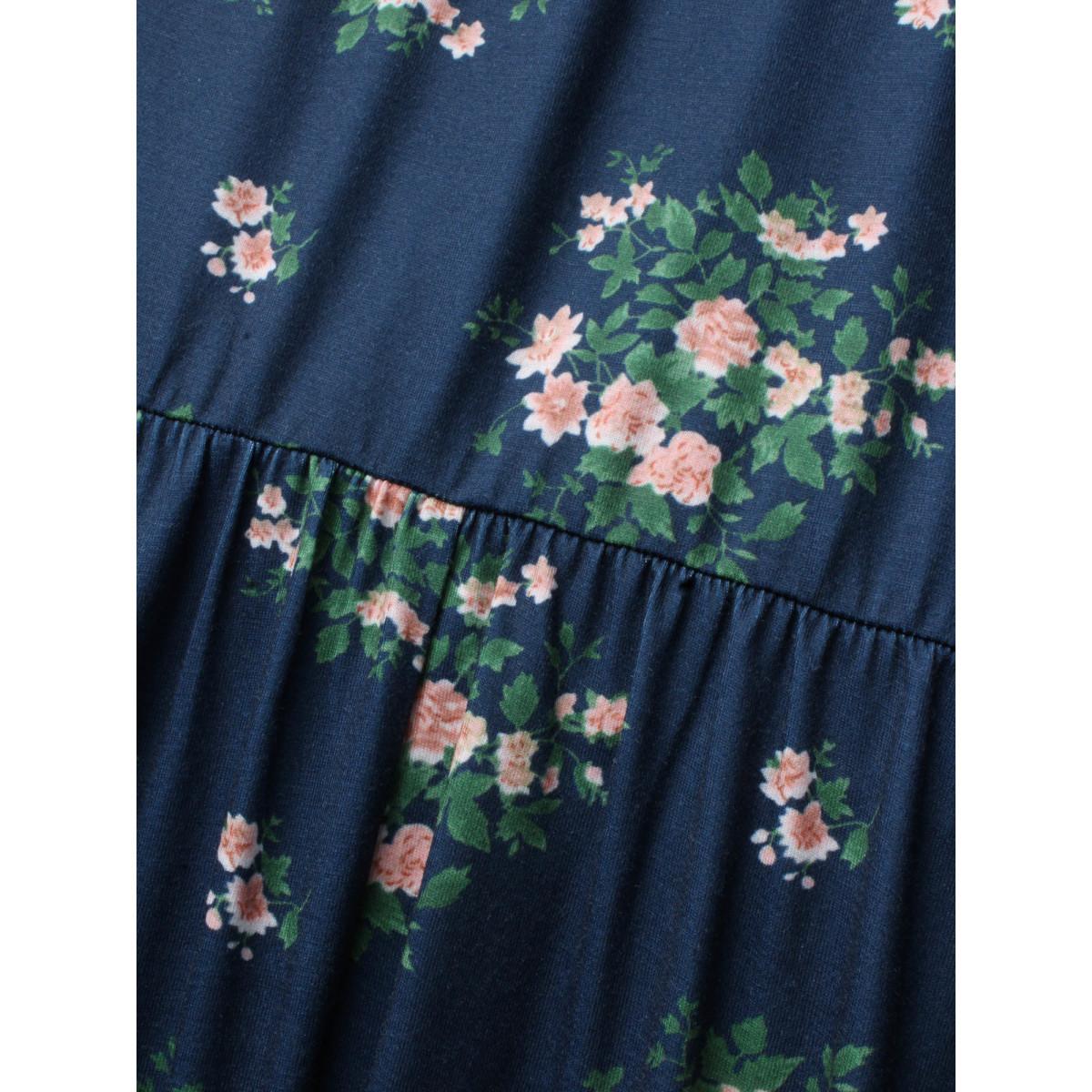 Plus Size Square Neck Floral Cut Out Dress Navy Women Elegant Cut-Out Square Neck Long Sleeve Curvy BloomChic 10/M Product Image