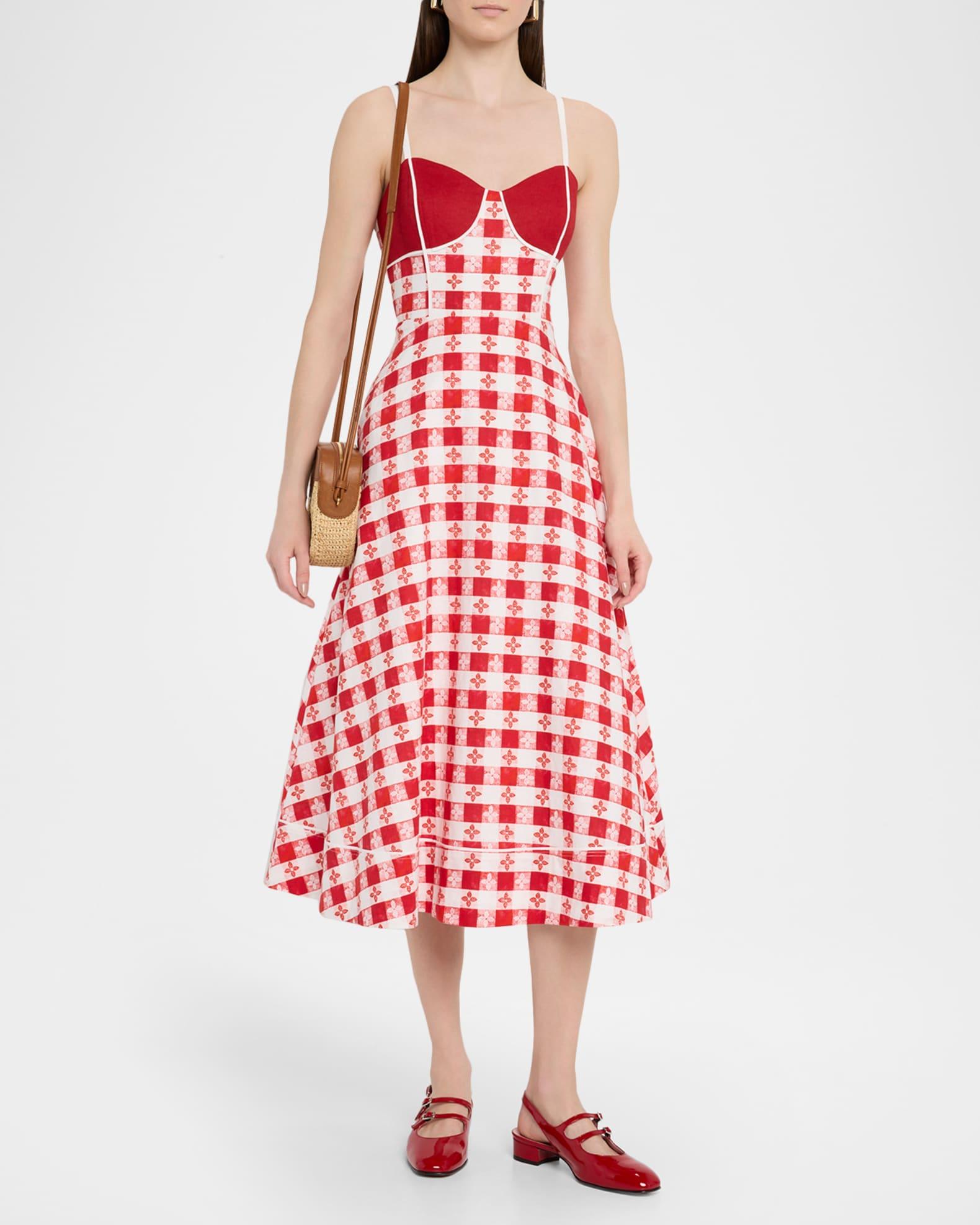 Harper Gingham A-Line Midi Dress Product Image