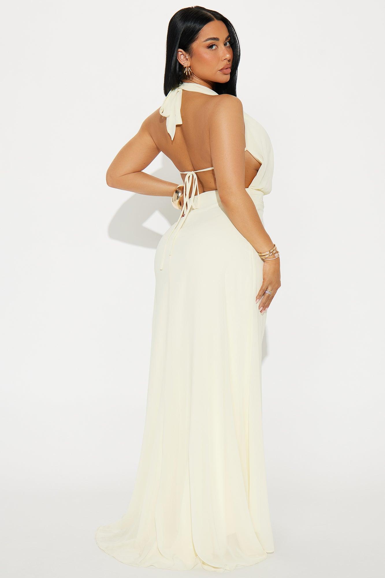 Lynnea Backless Chiffon Maxi Dress - Butter Yellow Product Image
