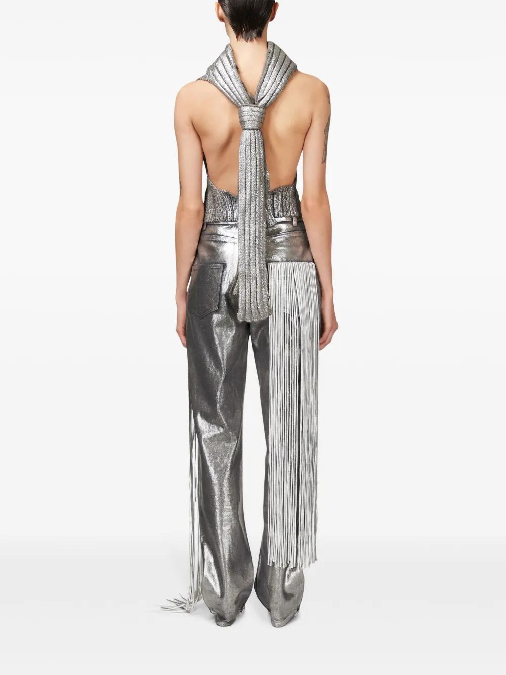 metallic fringed straight-leg jeans Product Image