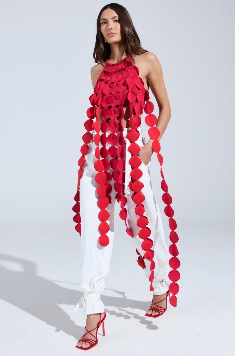 ZOE BUCKLE WAIST WIDE LEG PANTS Product Image