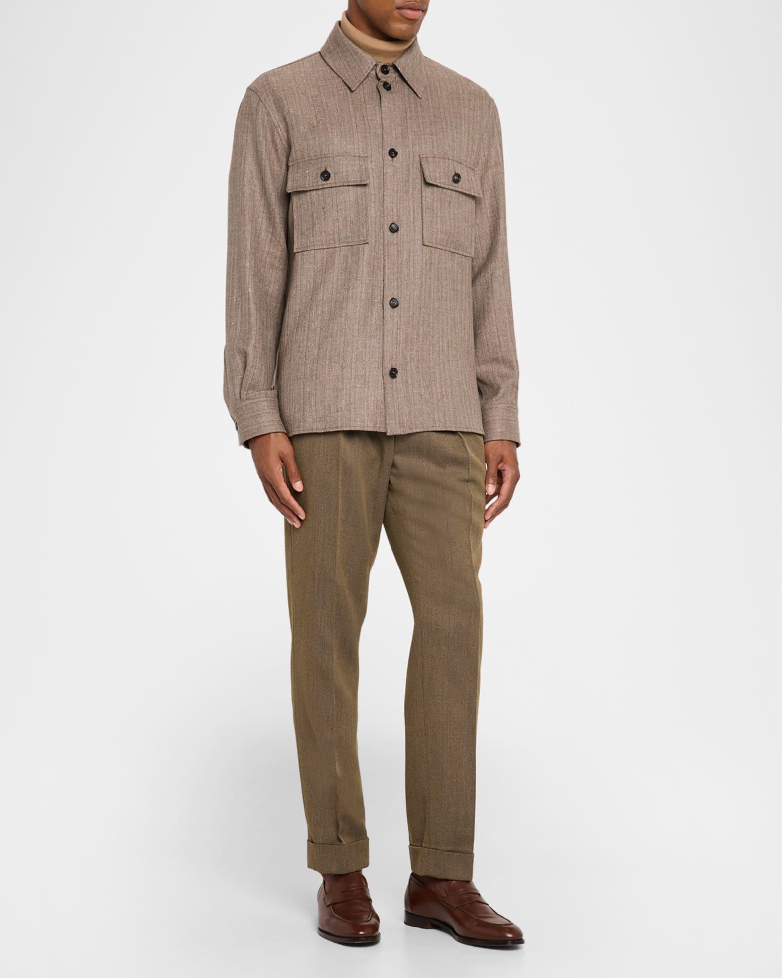 Men's Jim Wool and Linen Herringbone Overshirt Product Image