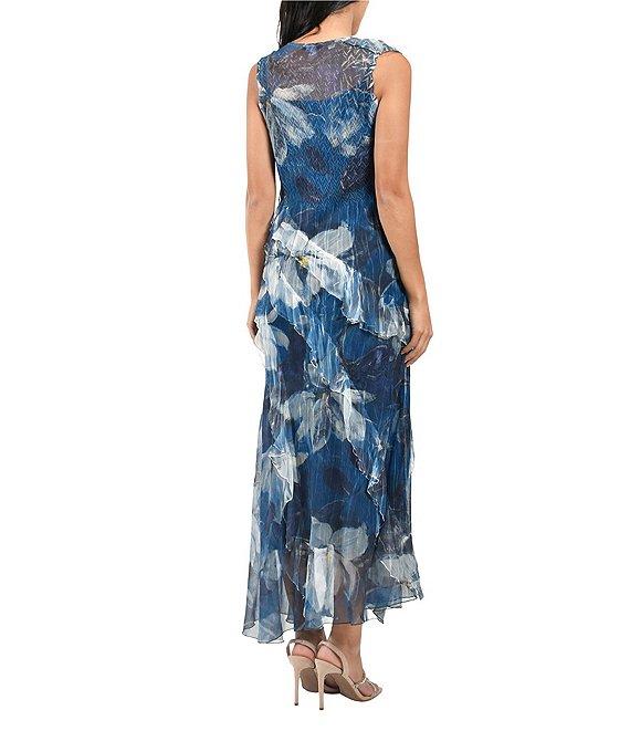 Komarov Sleeveless Ruffled V-Neck Chiffon Maxi Dress Product Image