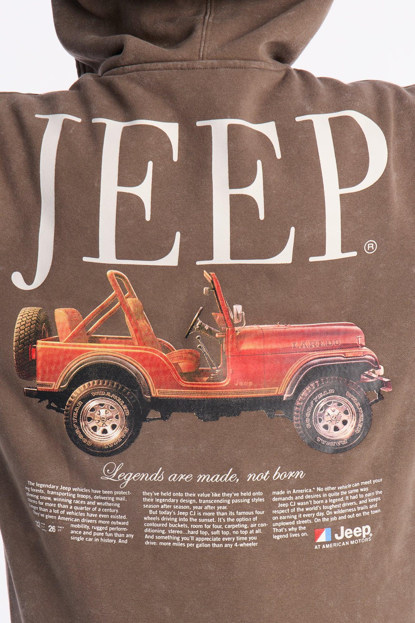 Jeep Legends Washed Fleece Hoodie - Brown Female Product Image
