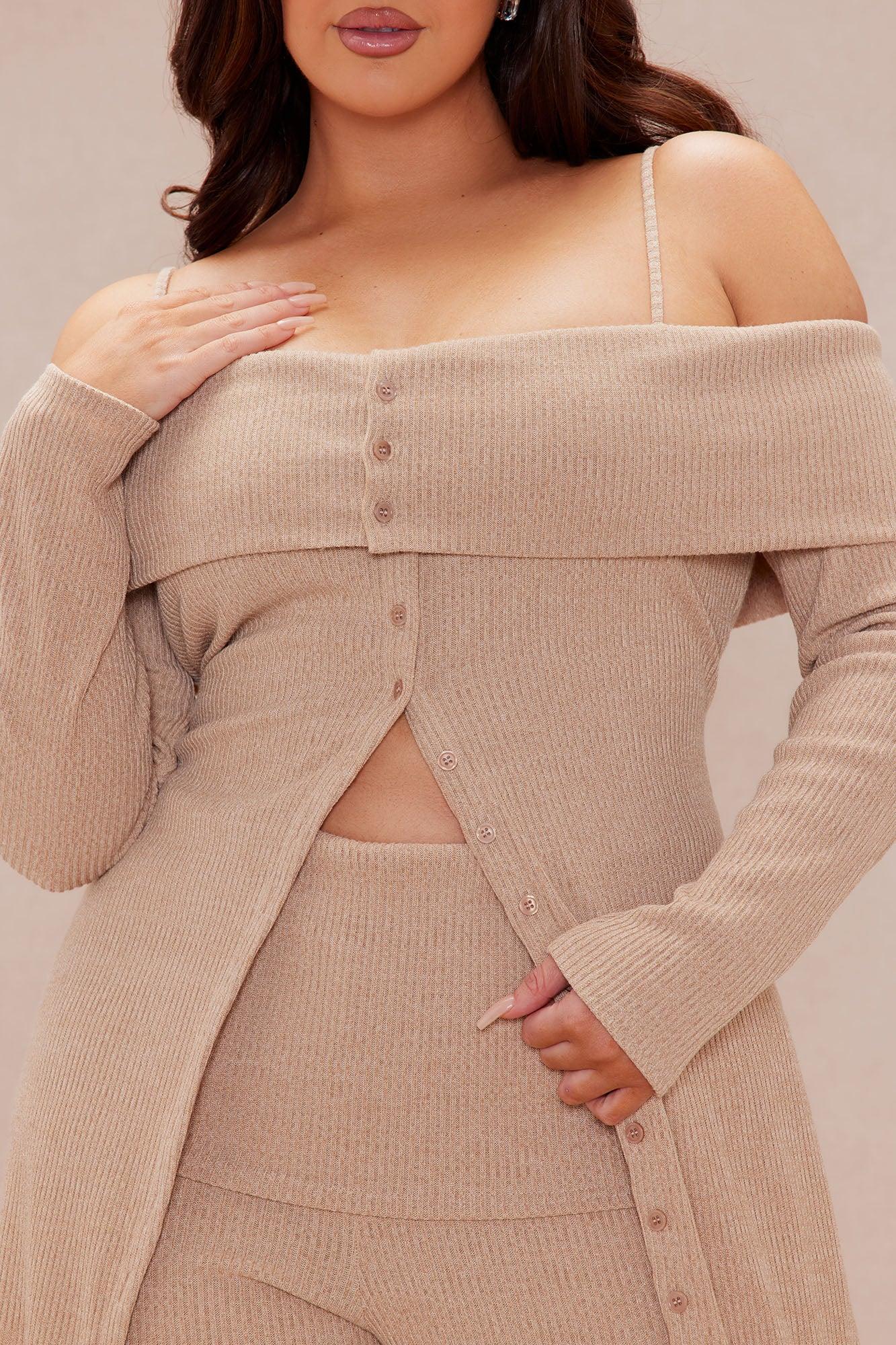 Serenity Maxi Sweater Pant Set - Taupe Product Image