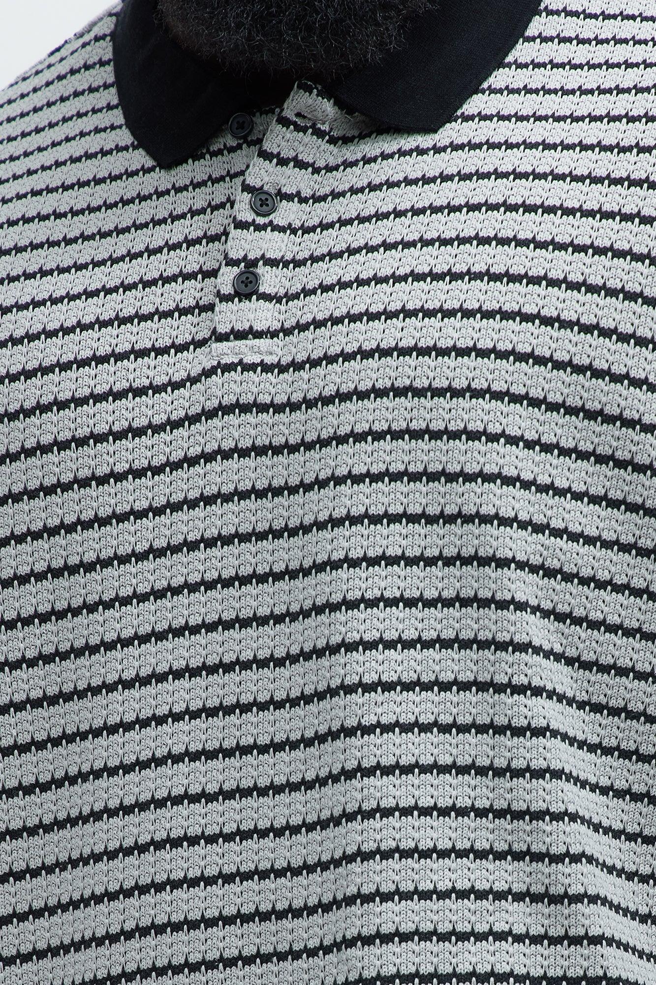 Blake Textured Striped Polo - Grey/combo Product Image
