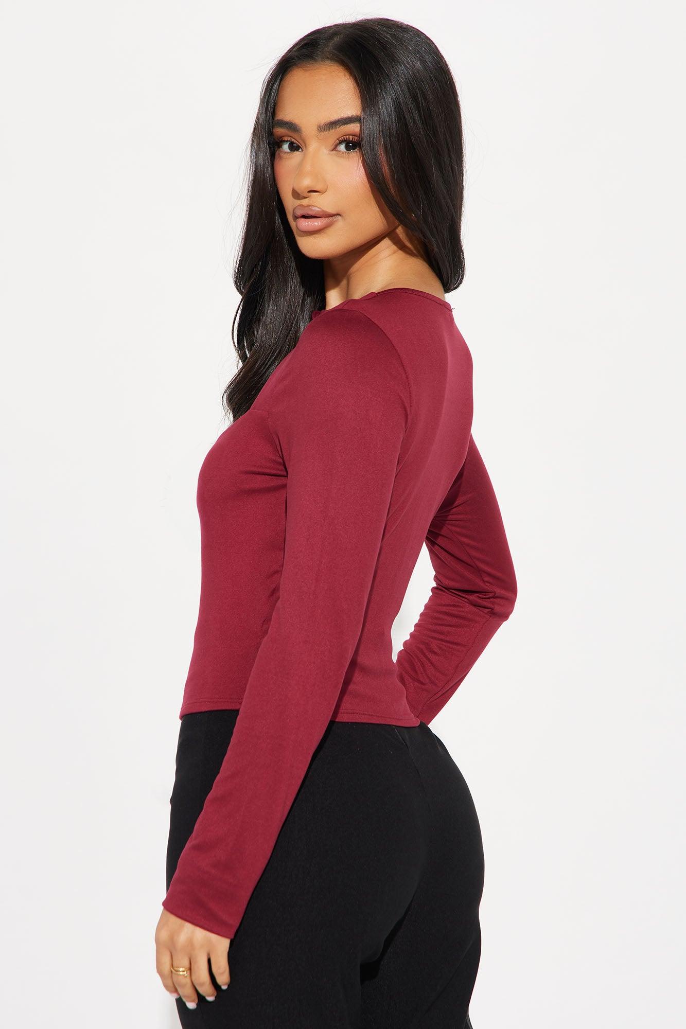 Needed Me Long Sleeve Top - Wine Product Image