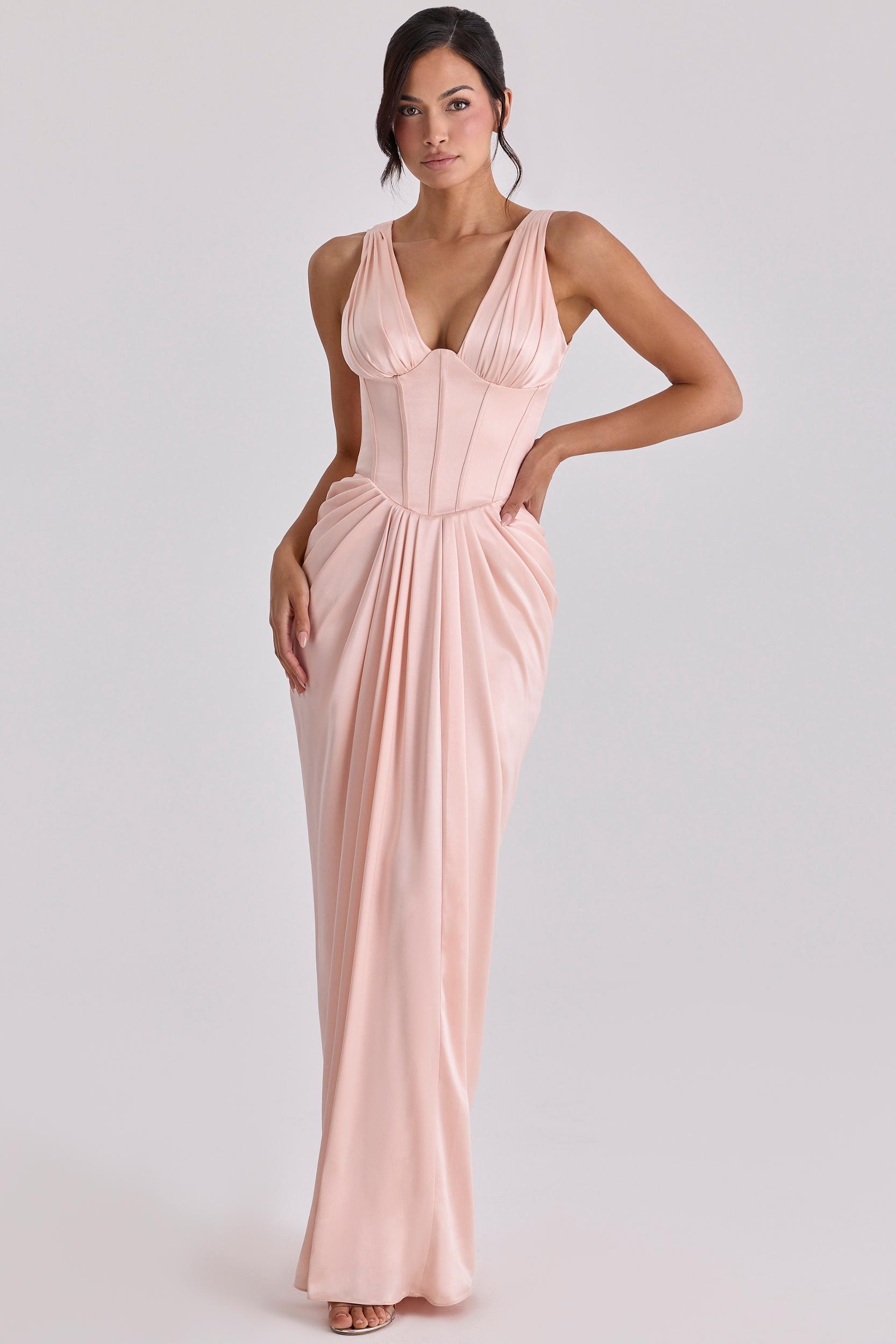 Angeline  blush satin corset maxi dress - limited edition Product Image