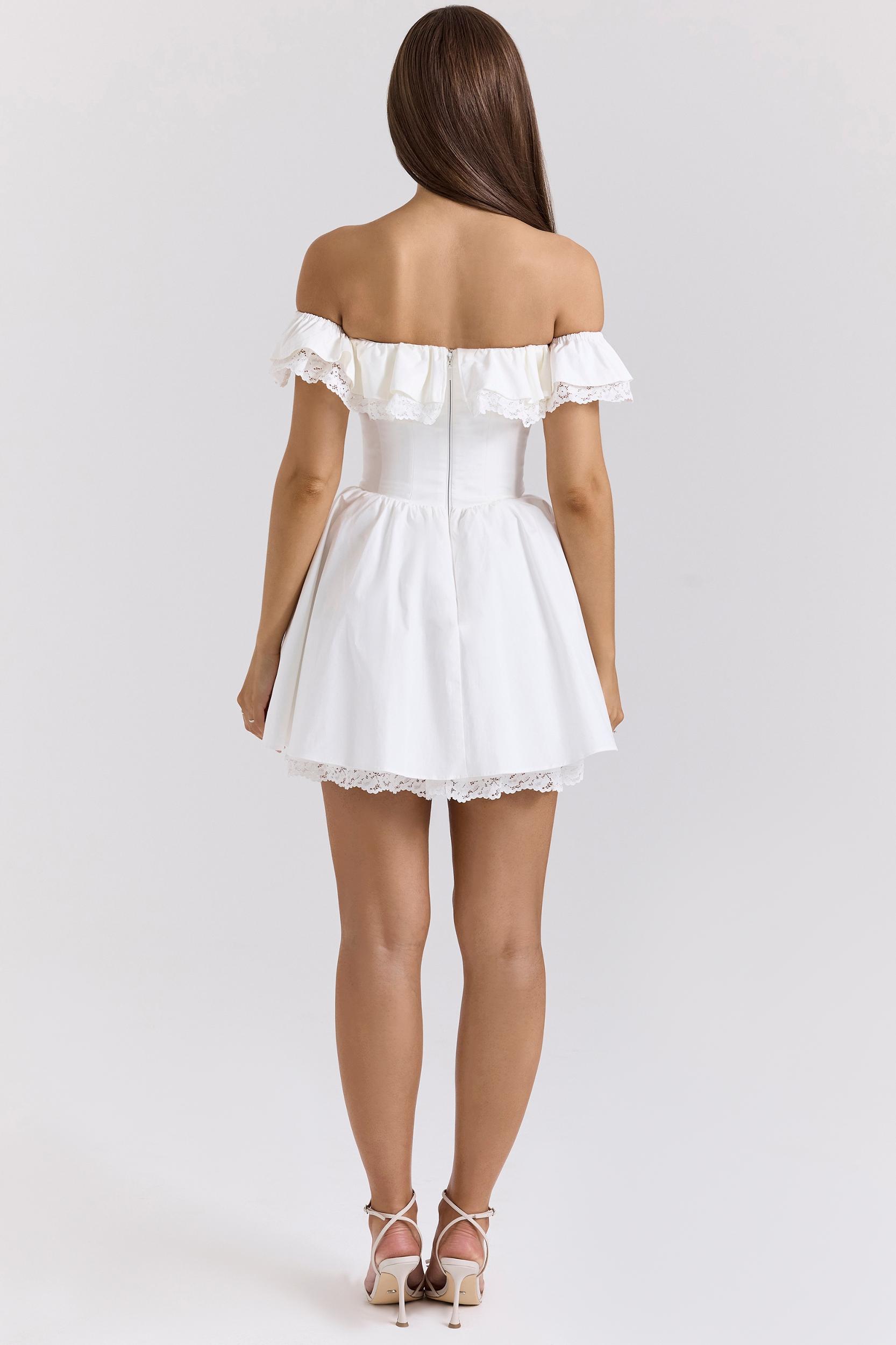 Jaide  white cotton off shoulder corset mini dress Product Image