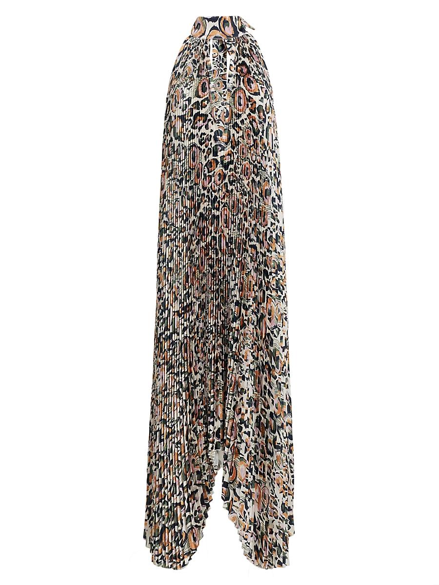 Womens Leopard Halterneck Sleeveless Gown Product Image