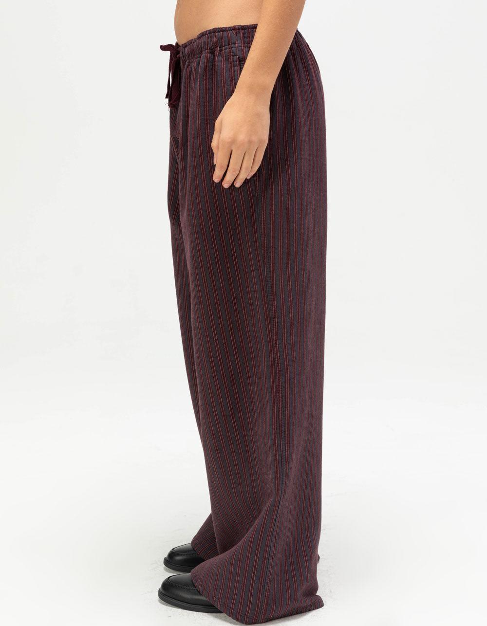BDG Urban Outfitters Ami Womens Stripe Pull On Pants - BURGUNDY Product Image