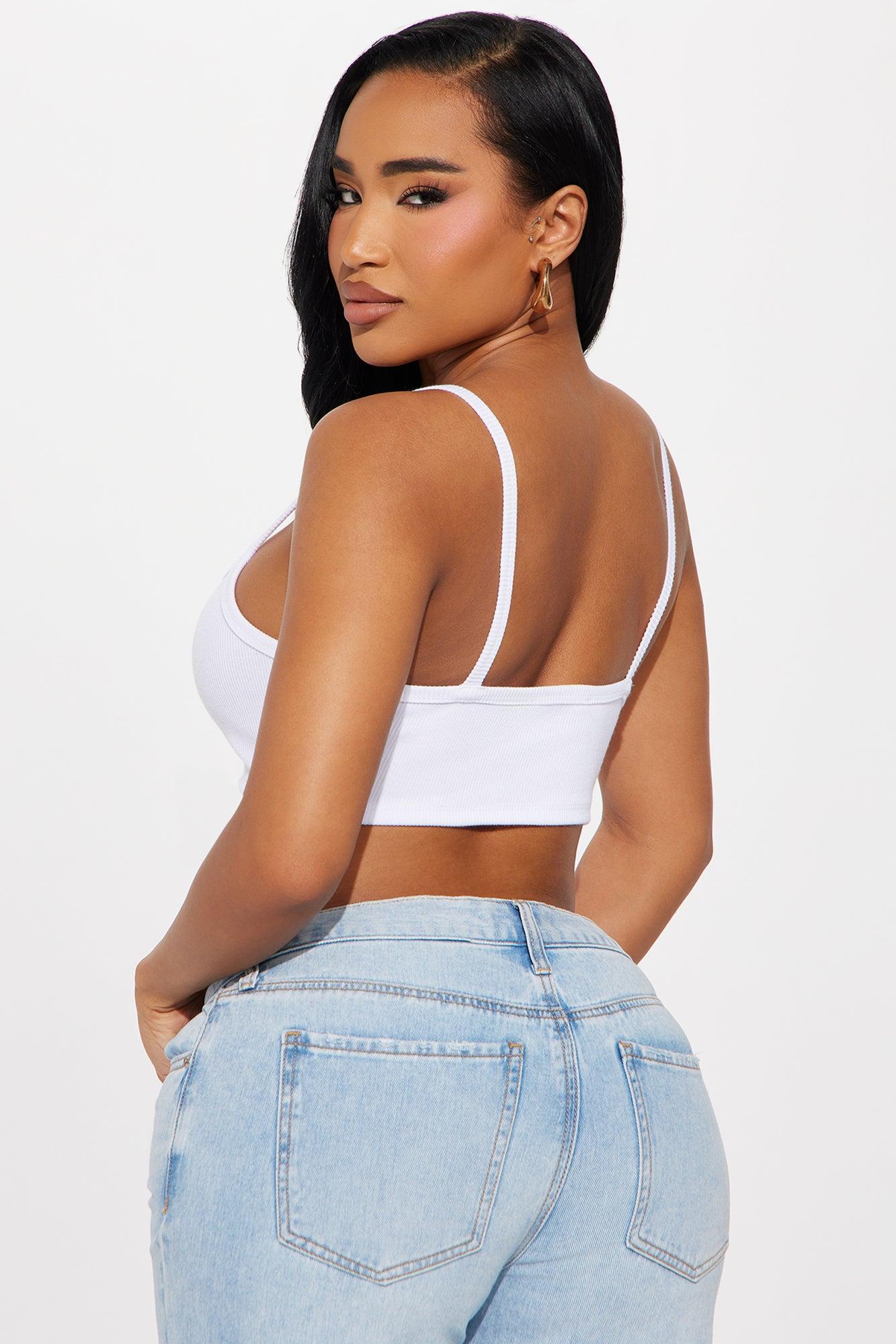 Whitney Ribbed Cami Top - White Product Image