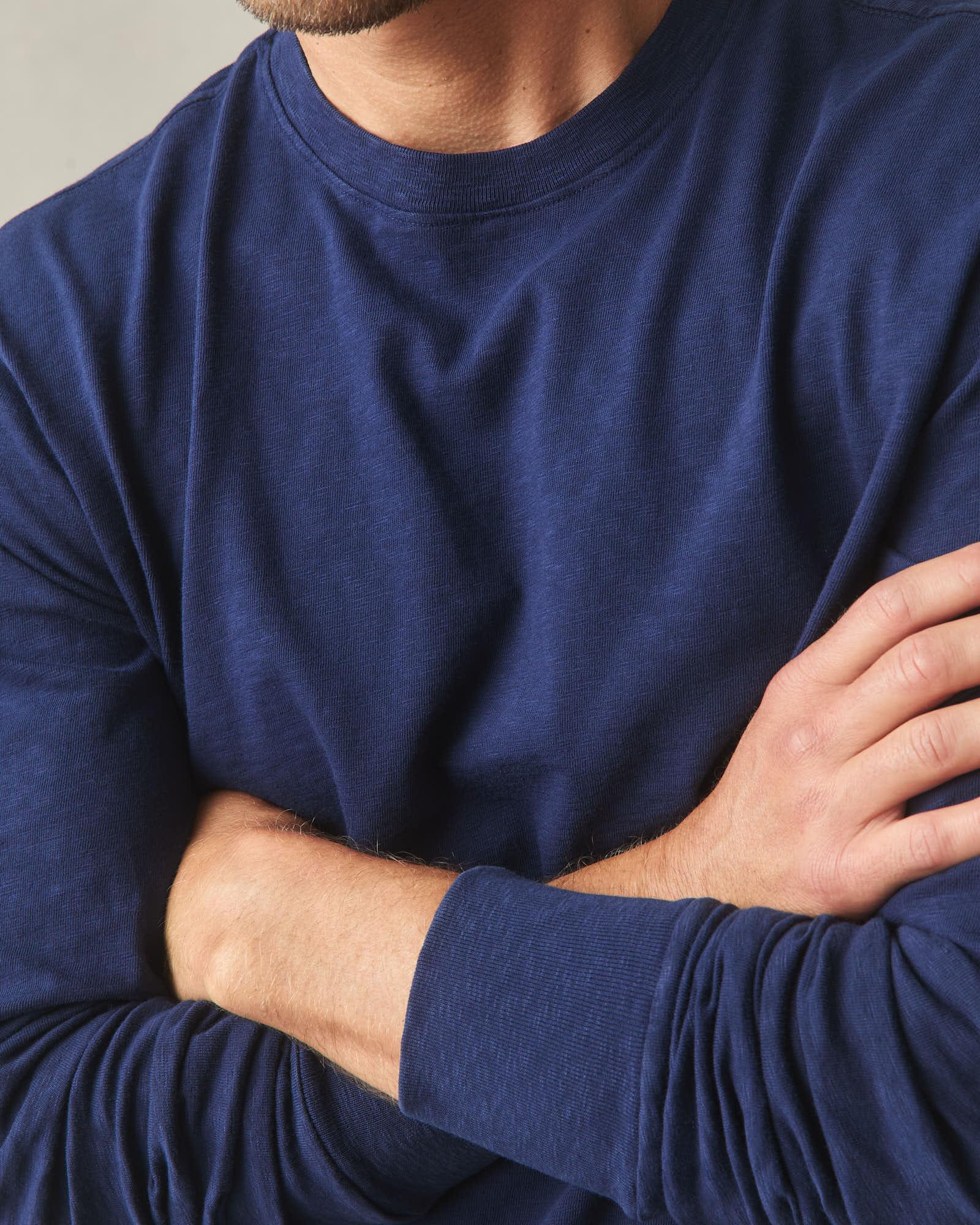 Men's Premium Slub Long Sleeve Crew Tee  - Pageant Blue Male Product Image