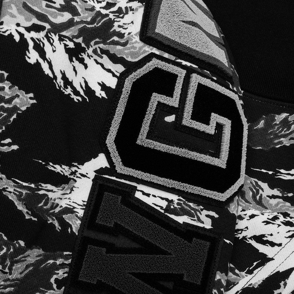 Palm Tree Camo Relaxed Fit Shark Full Zip Hoodie - Black Male Product Image