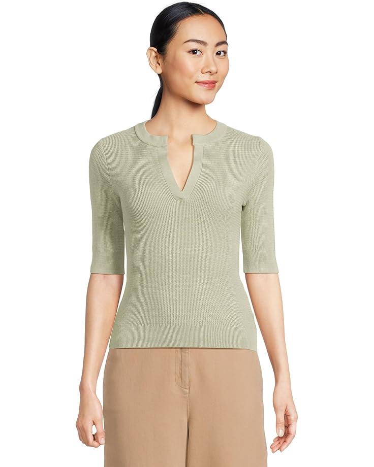 Linen-Blend Short-Sleeve V-Neck Sweater Product Image