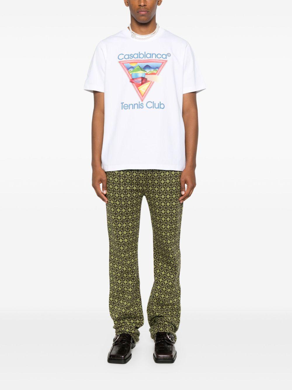 CASABLANCA Cotton Crew Neck T-shirt With Graphic Print In White Product Image