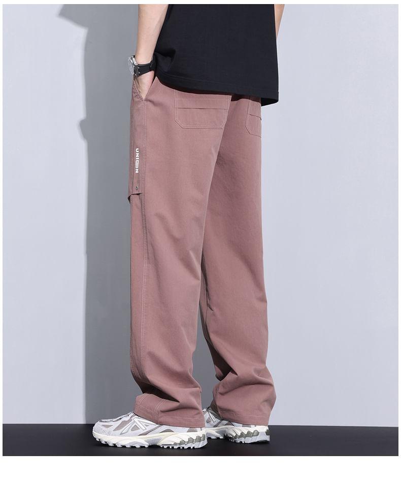 Drawstring Waist Lettering Loose Fit Pants Product Image