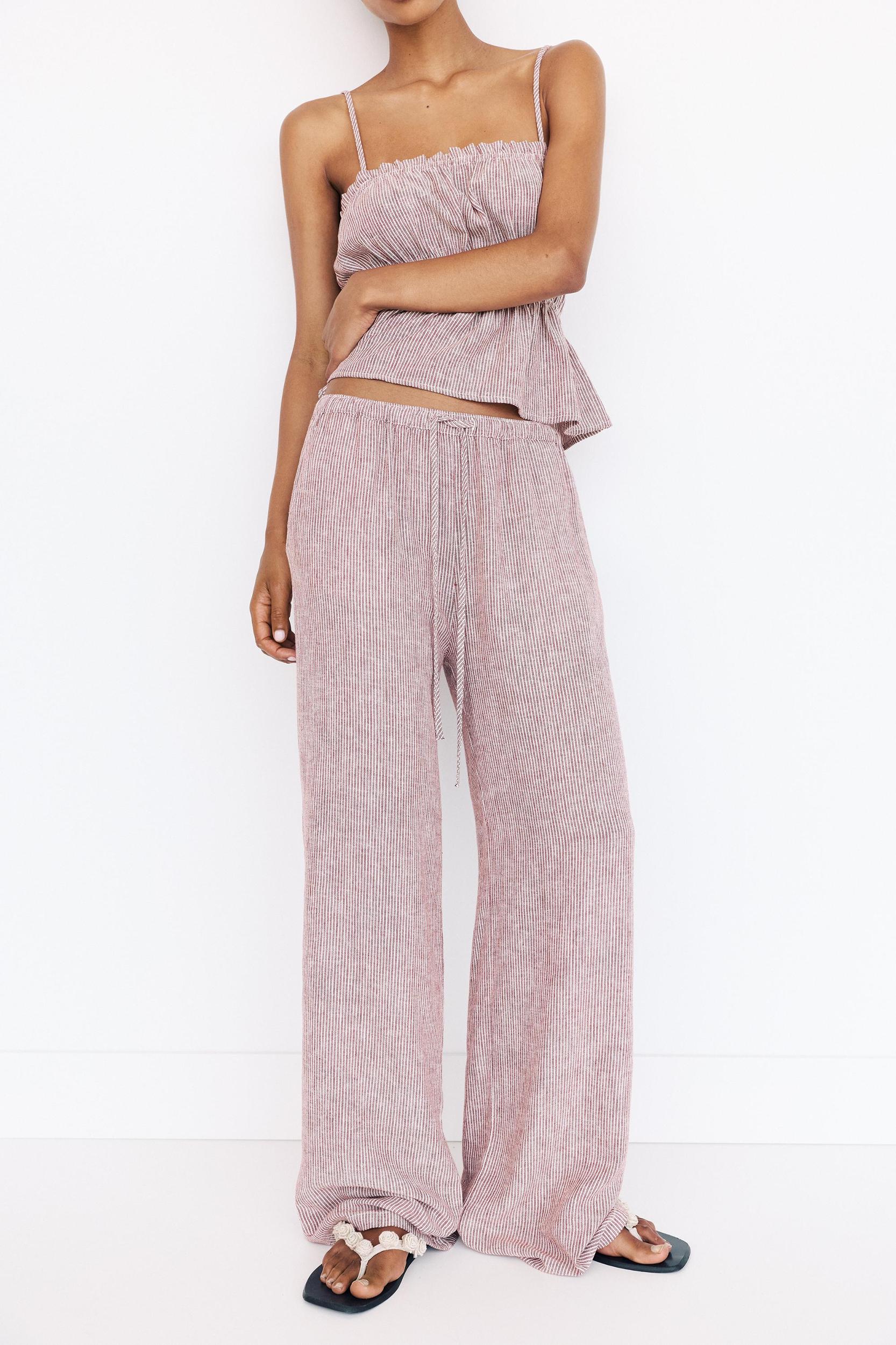Striped pajama-style pants Product Image
