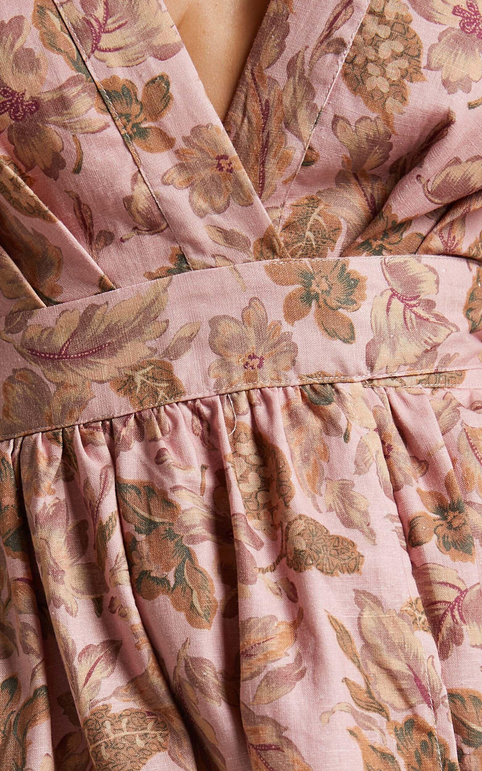 Amalie The Label - Franc Linen Puff Sleeve Wrap Midi Linen Dress in Vahala Print Product Image