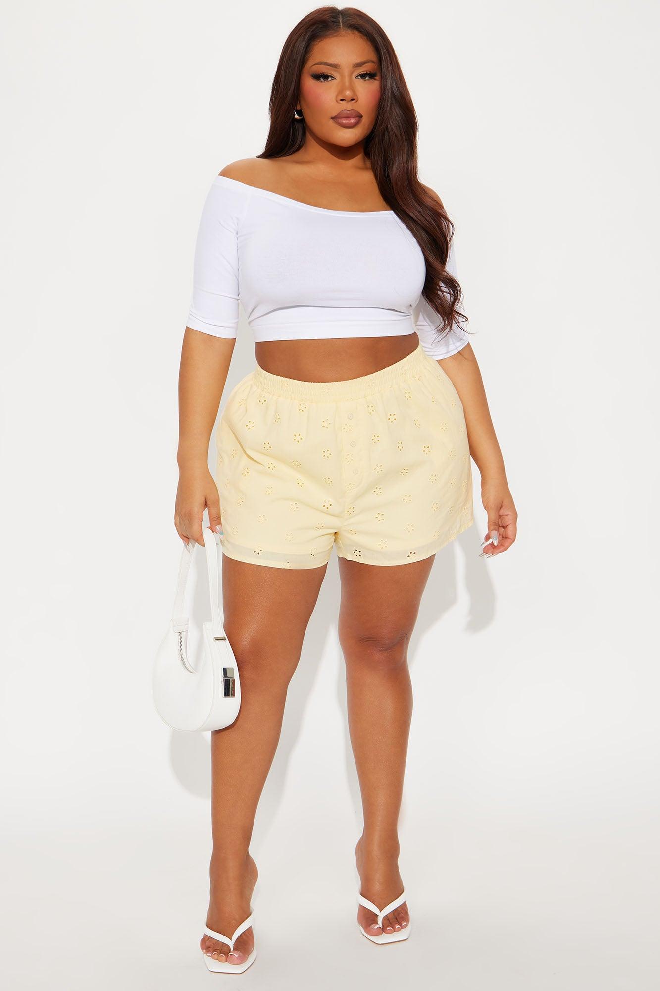 Ellie Eyelet Short - Butter Yellow Female Product Image