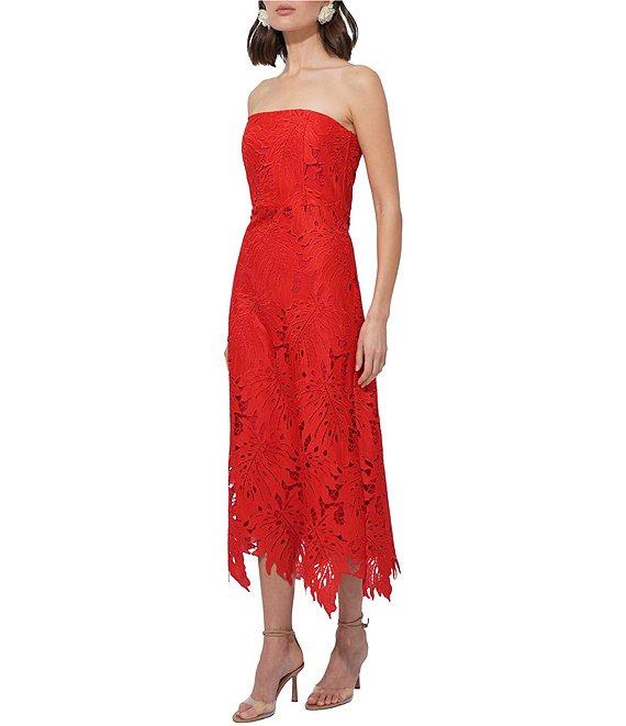 Adelyn Rae Jessika 3D Lace Strapless Neck Sleeveless Sheath Midi Dress Product Image