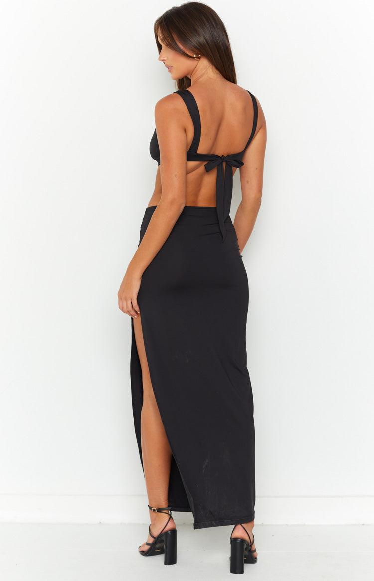 Glamour Black Tie Up Maxi Dress Product Image